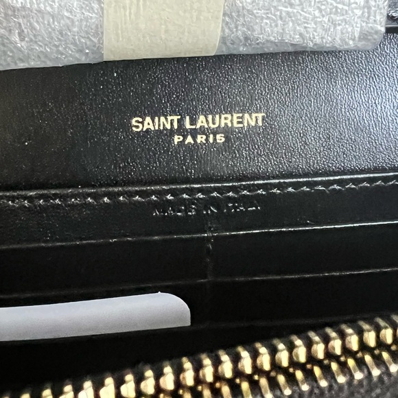 Saint Laurent Smooth Calfskin Monogram Gold Chain Wallet NWT in box - Picture 13 of 17